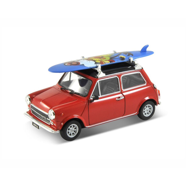 Mini Cooper 1300 c/w Surfboard Red John Ayrey Die Casts